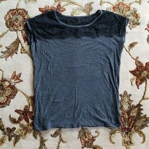 Loft t-shirt with black lace detail